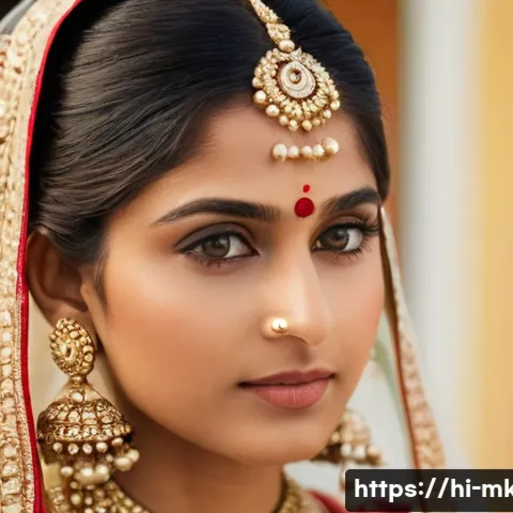 웨딩 메이크업에 적합한 제품 추천 - **"A close-up portrait of a radiant Indian bride on her wedding day, showcasing a flawless 'glass sk...